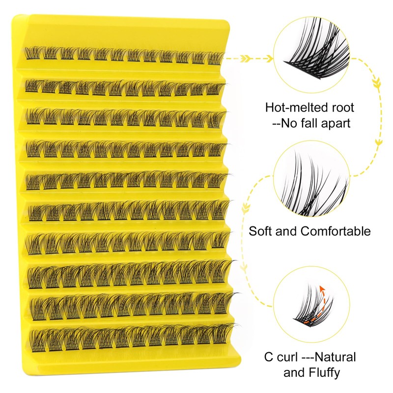 EMEDA Cluster Eyelashes 8-16 mm Lash Clusters D Curl Individual