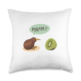 Kiwi Vogel verwechselt Frucht mit Mama Bird Kiwi Confused Fruit with Mum Cute Funny Throw Pillow, 18x18, Multicolor