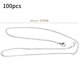 HEIHAK 100 Pack 18 Inch Stainless Steel Necklace Chains Bulk, 1.2mm Silver Chain Necklace with Lobster Clasps, DIY Jewelry Chains for Making Jewelry, Women and Men