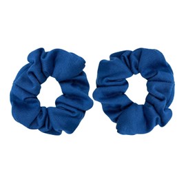 MDSTYLE 2pcs Hair Scrunchies for Women & Girls - Soft Cotton - No Damage Hair Ties for Thick Hair, Pony Tails - Hair Bands, Ponytail Holder (Blue)