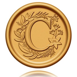 KKJCXY 20 Pack Letter C Wax Seal Stickers, Antique Gold Initial Alphabet Self-Adhesive Wax Stickers for Wedding, Party, Birthday, Christmas Envelope Seals