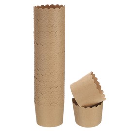 HARFINGTON 50Pcs Paper Baking Cups 6oz Brown Kraft Paper Muffins Liners Cupcake Greaseproof Disposable Bulk Wrappers for Wedding Birthday Graduation