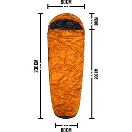 normani Sleeping bag cover bivouac bag - 100% wind and waterproof, breathability: 3000 MVP (230 cm x 90 cm), colour: dark orange, size 230 x 90 x 60 cm, zip right