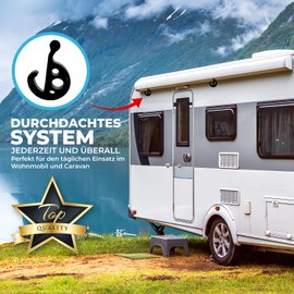 M3Druck® Pack of 8 Hooks for Piping Rail; Camping Awnings Clothes Hook Set with Eyelet; Hanger for Piping Strip; Camping Hooks for Caravans & Motorhomes (7 mm)