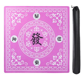 GUSTARIA Mahjong Mat,Mahjong Table Mat with 3 Dice & Carrying Bag for Card, Board & Tile Games, Anti Slip and Noise Reduction Table Cover(Pink, 31.5 inches)