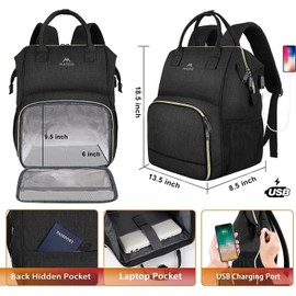 MATEIN Lunch Backpack for Men Women, 17 Inch Large Insulated Cooler Backpack with USB Charging Port, Water Resistant Lunch Box Backpack Travel Laptop Backpack for Men Work Picnic College Nurse, Black