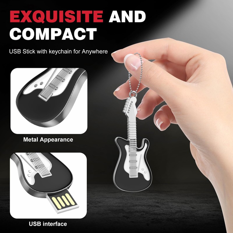 FEBNISCTE Metal Guitar USB 2.0 Stick 16GB 32GB USB Flash