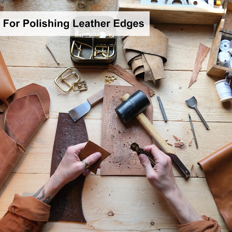 Wozoohyi Ebony Wood Leather Edge Burnisher Tool,Professional Round Leather Edge