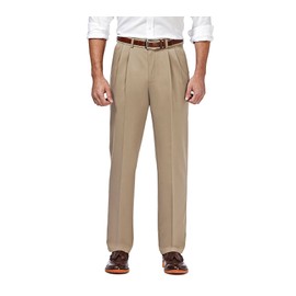 Haggar Men's Premium No Iron Khaki Classic Fit Pleat Front Casual Pant (Regular and Big & Tall Sizes), 34W x 30L