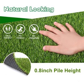 Artificial Grass Fake Grass Lawn Turf 2 ft x 12 ft, GL Realistic Synthetic Pet Turf Garden Landscape, Faux Grass Indoor/Outdoor Rugs with Drain Holes, Dogs Pee Pads Area, Customized Available