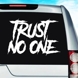 Trust No One Decal Sticker Vinyl Bumper Cling for Car Truck Window Boat Laptop Wall Cooler Tumbler | Die-Cut/No Background | Multiple Sizes and Colors (14” Inch, Pink)
