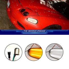 TurningMax For 1994 1995 1996 1997 1998 Mitsubishi 3000GT Front Bumper Turn Signal Lights Smoked Lens 2 in 1 Amber/White Lights 415956, 415955