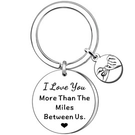 AMZQ Long Distance Relationship Gift for Boyfriend Girlfriend I Love You More Than The Miles Between Us Keyring Couples Keyring Going Away Gift Brithday Anniversary Valentines Gift