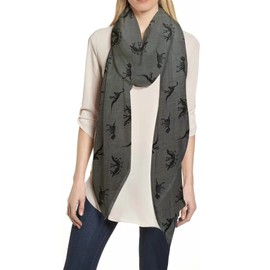 Dinosaur Print Women's Scarf Shawl Wrap Lightweight (Dark Grey)