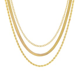 ShiJingLi 14k gold-plated serpentine gold chain choker simple layered gold necklace (golden)