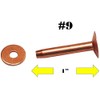 10 Pack Set of 1" Solid Copper Rivets W/Burrs