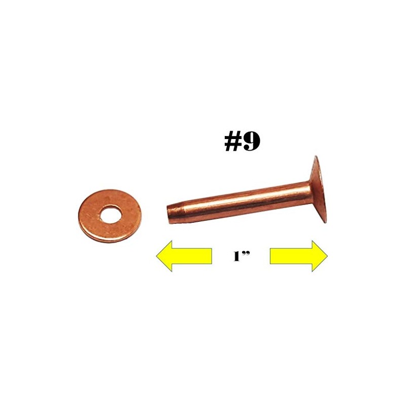 10 Pack Set of 1" Solid Copper Rivets W/Burrs