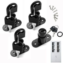 OHYER 4 Stück Schubladenschloss aus Zinklegierung Bolzenschloss Schrankschloss mit 8 Schlüssel für Schrank Schiebetüren Schreibtisch Kleiderschrank Möbels Zylinder-Ø 19 mm (Schwarz, 49 * 22mm)