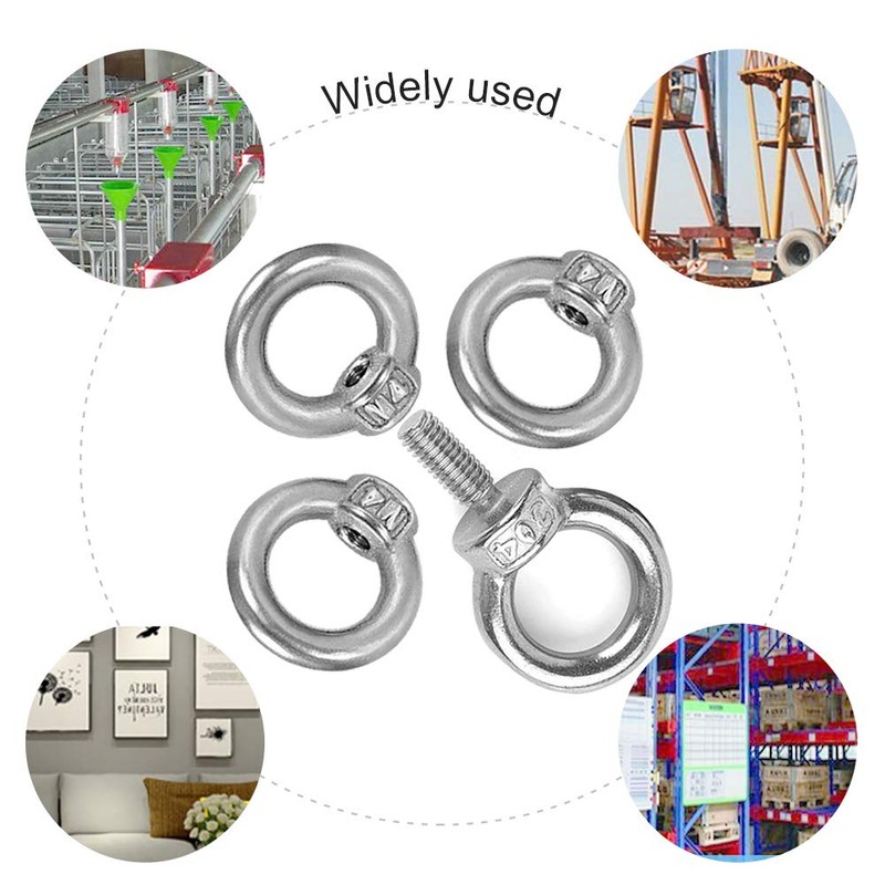 Ring Nut M4 Pack of 12 Ring Eyelets Stainless Steel