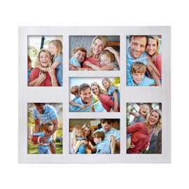 Picture Frame Collage 5x7 Photos Display - 7 Openings Photo Collage White Picture Frame Wall Decor Frames for Wedding Anniversary, Christmas Day,Wall Mountable Vertically or Horizontally