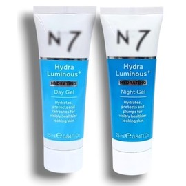 Nō 7|Hydra Luminous+ Day & Night Hydrating Gel Set|Hydrates,Protects & Plumbs For Healhier Skin|Instantly Floods Skin With Moisture For Intense Hydration & Healthier Looking Skin|25mL Each-Travel Size