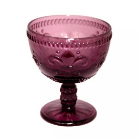 Everest Global 12 Oz Vintage Pressed Pattern Glass Dessert Bowls Solid Glass Color Set of  4. - Purple