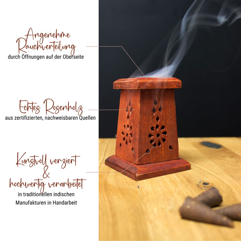 Rose Wood Incense Cone Tower Incense Cone Holder Box Suitable