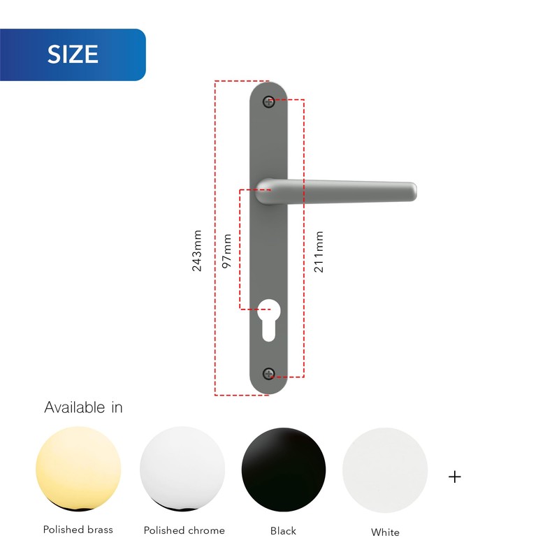 XFORT Uros Matt Black UPVC Door Handle, (PZ 92mm, 211mm