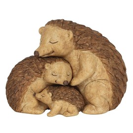 Adorable Brown Resin Hedgehog Family Ornament - 8cm x 11cm (1 Pc.) - Charming Rustic Design, Durable Handcrafted Decor, Nature-inspired Gift - Ideal for Home Accessory