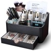 KINGFOM Leather Makeup Organizer with Drawer, Cosmetic Storage for Dresser