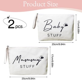 atnayo 2 Pcs Mum to Be Gifts, 25 x 17cm Canvas Cosmetic Bag with Mummy to Be Keyring for New Mum Gifts