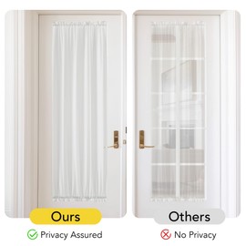 NICETOWN Sheer Door Curtains for Kitchen, Non See-Through Privacy Rod Pocket Light Filtering Window Shade for Patio Glass Door, 30 x 72 inches Long, Ivory, Set of 1 Panel