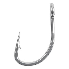 50pcs Live Bait Hooks O'shaughnessy Hooks Saltwater Fishing Circle Hooks Stainless Steel Short Straight Shank Hooks for Tuna Bass