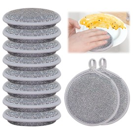 LHOEST 10PCS wire dishwashing rag multi-purpose, steel wire sponges dishwashing rag washable for kitchen, scratch-resistant dishwashing sponge, wire dishcloth steel sponge for wet and dry