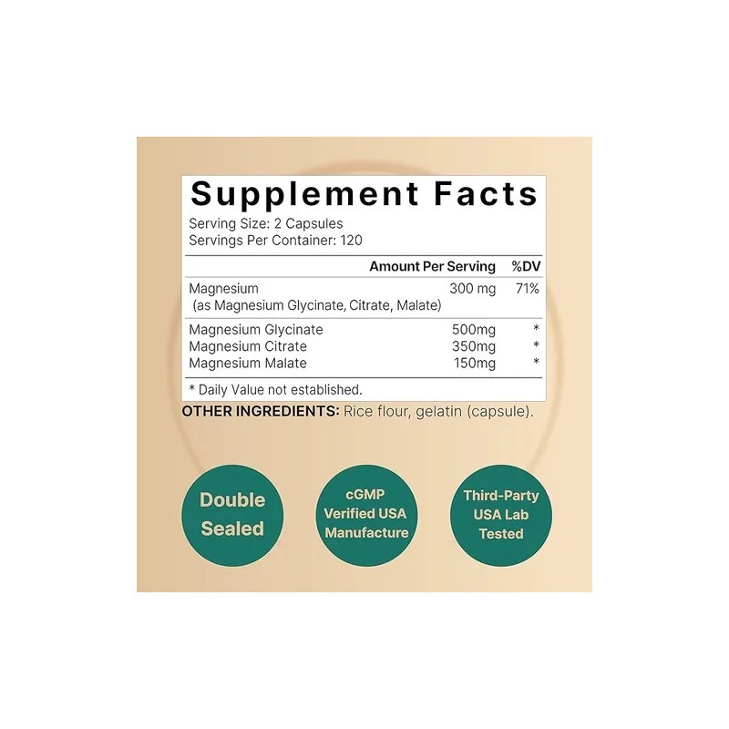 Complejo De Magnesio Triple Glicinato + Citrato + Malato