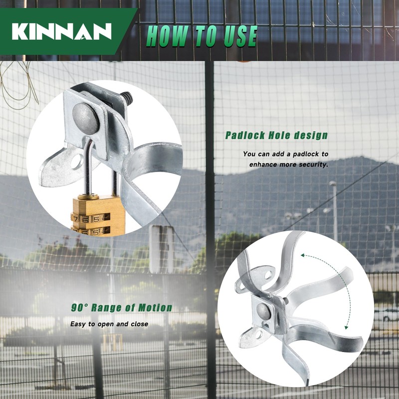 KINNAN 1-7/8'' Flat Back Wall Mount Fork Gate Latch, Chain