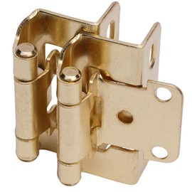 DecoBasics 1/2” Overlay (Brass Plated) Gold Cabinet Hinges (25 Pair - 50 Pack) - Semi Wrap Partial Wrap Overlay Kitchen Cabinet Hinges -Quick & Easy Installation