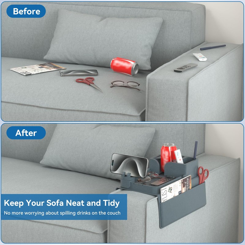 Couch Arm Cup Holder CLESOO Couch Arm Tray Anti-Slip Couch