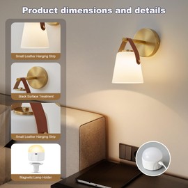 Weaboopre Battery Operated Frosted Glass Wall Sconces Set of Two, Rechargeable Wall Lamp 3 Color Temp & 12 RGB Colors Wireless Battery Powered for Bedroom Living Room with Remote