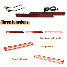KENRTIR Red LED Rear Bumper Reflector Light Brake Sequential Turn Signal Tail Fog Lamp Compatible with 2021 2022 2023 Toyota Sienna
