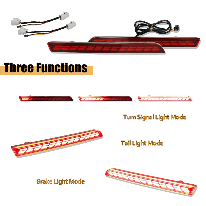 KENRTIR Red LED Rear Bumper Reflector Light Brake Sequential Turn