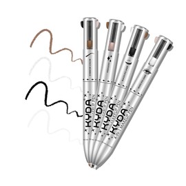 FREEORR 4 in 1 Makeup Pen, On-The-Go Travel 4-in-1 Makeup Pen Eyeliner in Black, Eyeliner in White, Eyebrow Pencil in Brown, Highlighter All in One Makeup Pen, Smooth to Glide and Easy to Carry