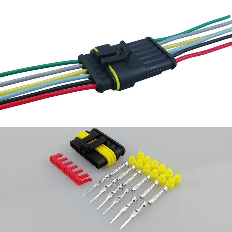 QitinDasen 2 Set 6 Pin Waterproof Car Electrical Connectors, Sealed