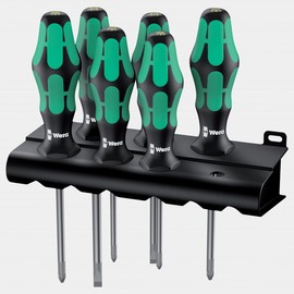 Wera 105622 Kraftform Plus Slotted/PH/PZ Screwdriver Set + Rack