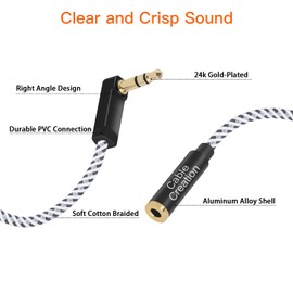 CableCreation 3.5mm Audio Extension Cable 3FT/0.9M, Male to Female Aux Stereo Jack for Phones, Headphones, Speakers, Tablets, PCs, MP3 Players and More
