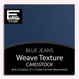 Blue Jeans —12x12 Textured Cardstock | 80lb Textured Blue Scrapbook Paper | Premium Cardstock for Cricut Cutting | 25 Sheets
