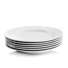 STPGOODS White Dinner Plate Set of 6 Porcelain Plates Set 10.5" Plates
