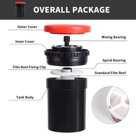 Compact Developing Tank 2 Spiral Reel For Processing 120 135 126 127 B/W Film