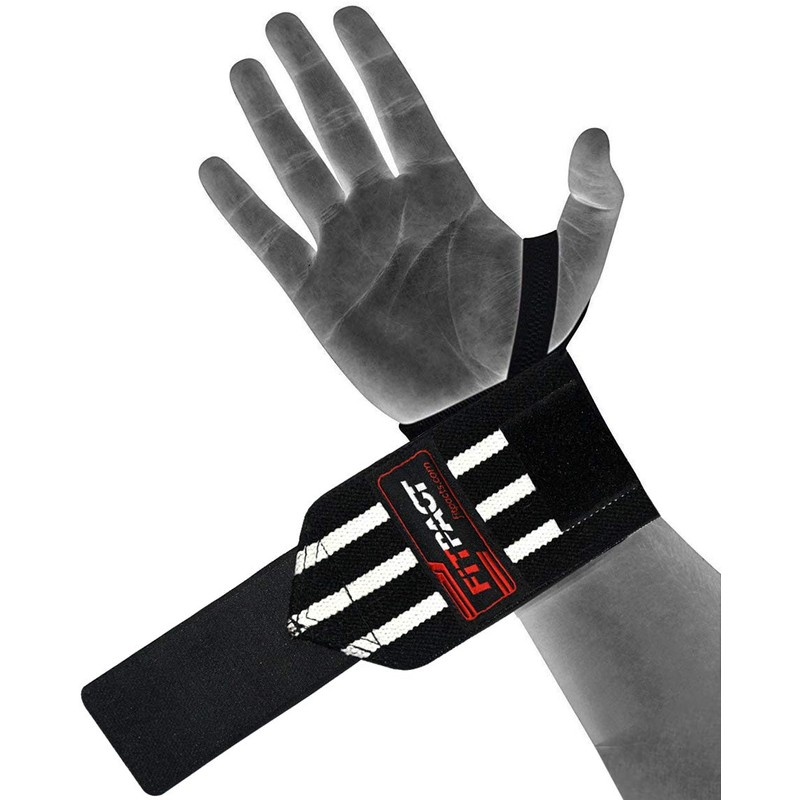 FITPACT Weight Lifting Wrist Wraps Support (PAIR), Elasticated Professional 18”