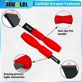 JEUCLEL 2PCS Super Gasket Scraper Tool, Carbide Scraper with Tungsten Tip, 1-1/4 Inch and 5/8 Inch Metal Scraper for Automotive and Removing Paint, Varnish, Glue, Grout, Carbon, Rust, Concrete (Red)